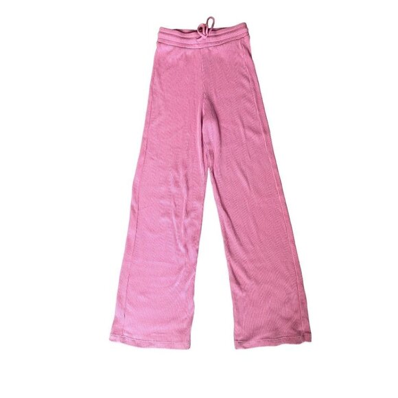 Zara High Waisted Wide Leg Size S Mini Flare Pink Drawstring Lounge Pants - Picture 1 of 5